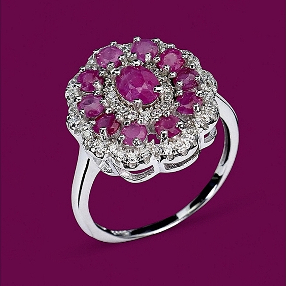 925 Sterling Silver Ring Sz 7 with Natural Ruby 6x4mm & CZ - Picture 3 of 11